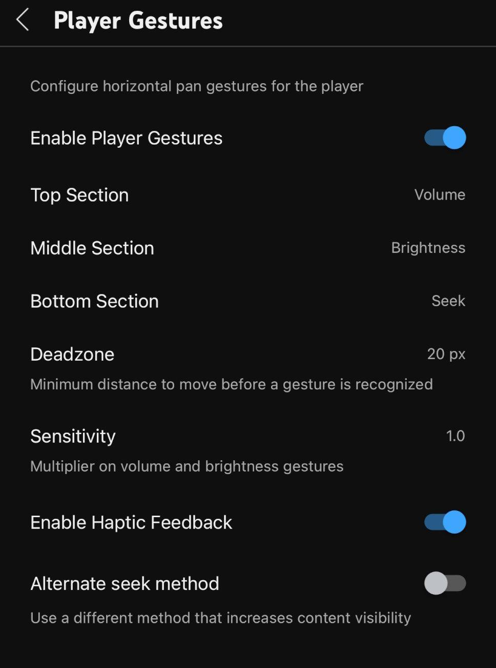 Gesture Settings