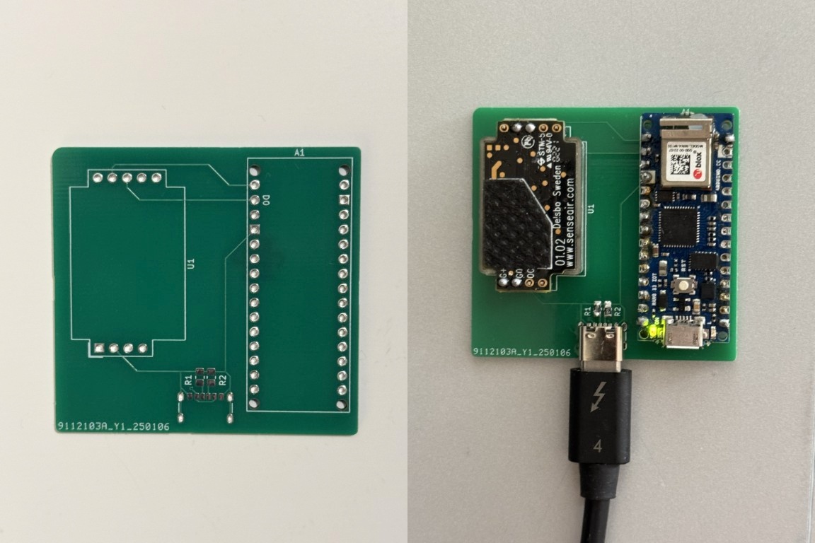 PCB with USB plugged in