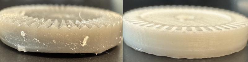 Resin print (left) vs FDM print on the X1C (right)