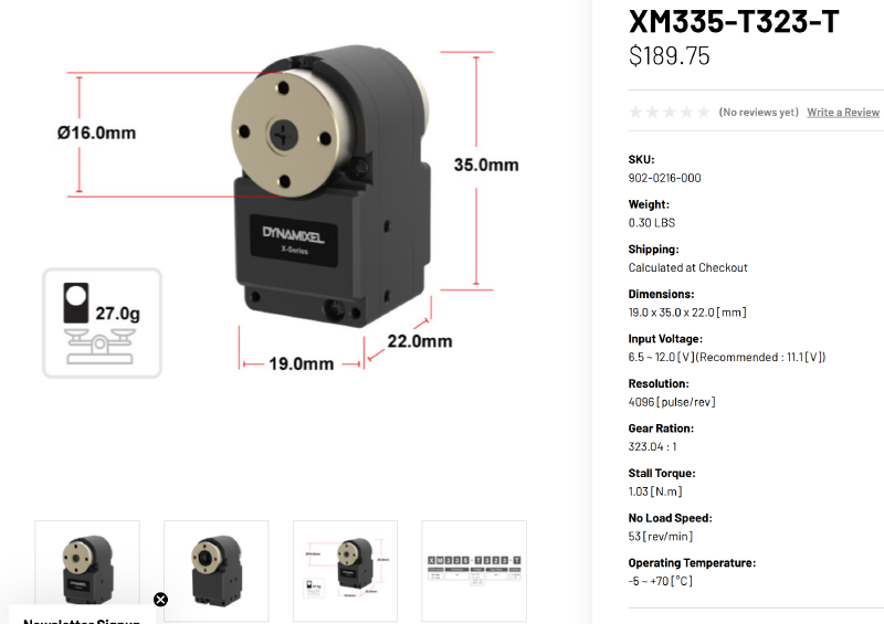 Dynamixel XM335 servo